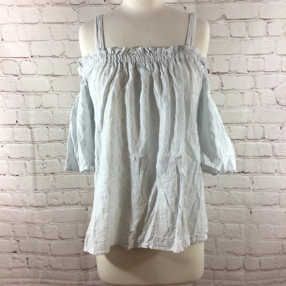 Anthropologie White Off Shoulder Removable Strap Cotton Top -Size Medium - Picture 1 of 12